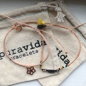 TWO Pura Vida Charm Adjustable Bracelets